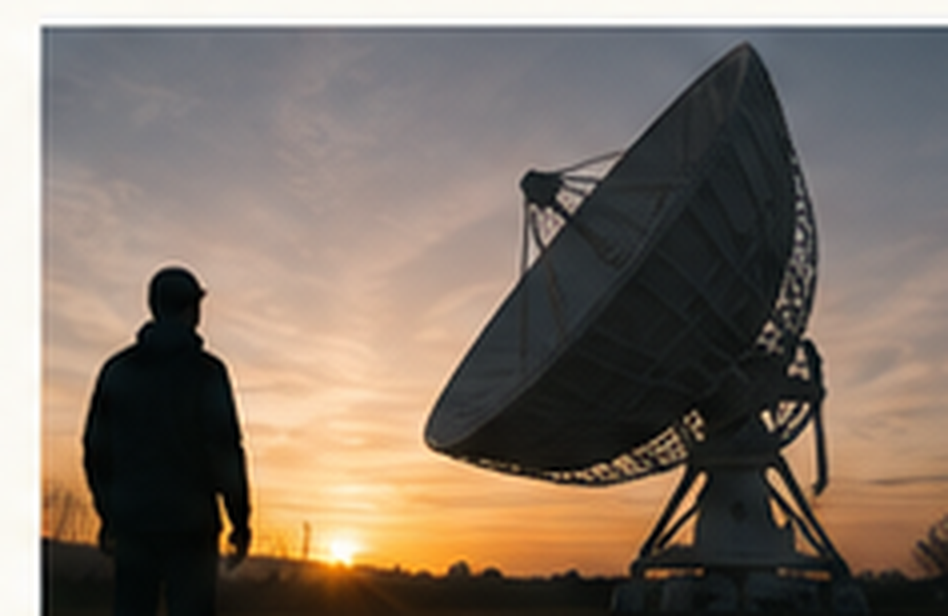Large radio telescope seen beneath an open sky